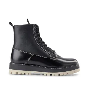 Lawrie Combat Leather Lace Up Boot - BLACK