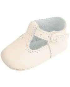 Leather tstrap crib shoe.