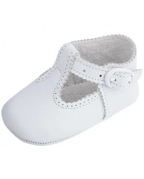 Leather tstrap crib shoe.