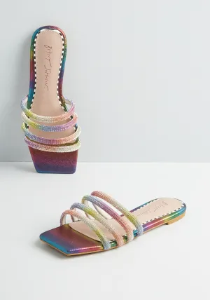 Life In Shimmering Technicolor Slide Sandal Rainbow Multi