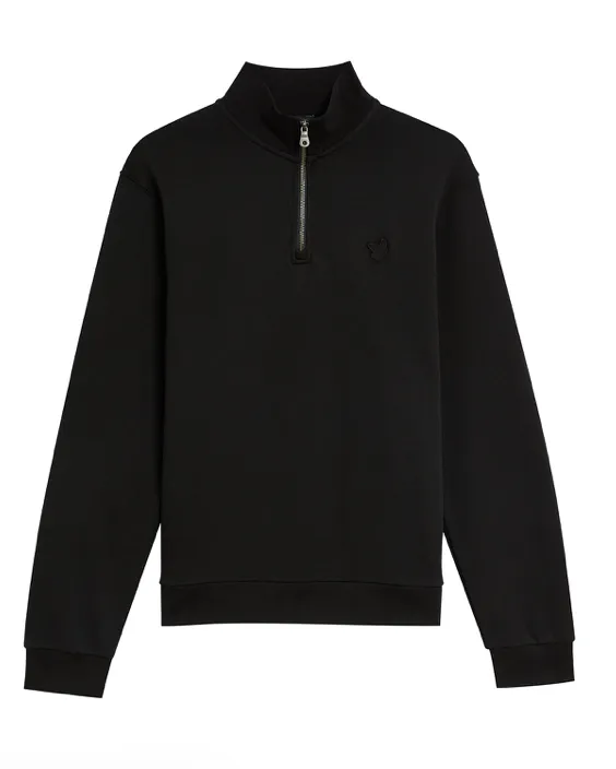 Lyle & Scott Tonal 1/4 Zip Sweat Shirt/Black - CORE AW24