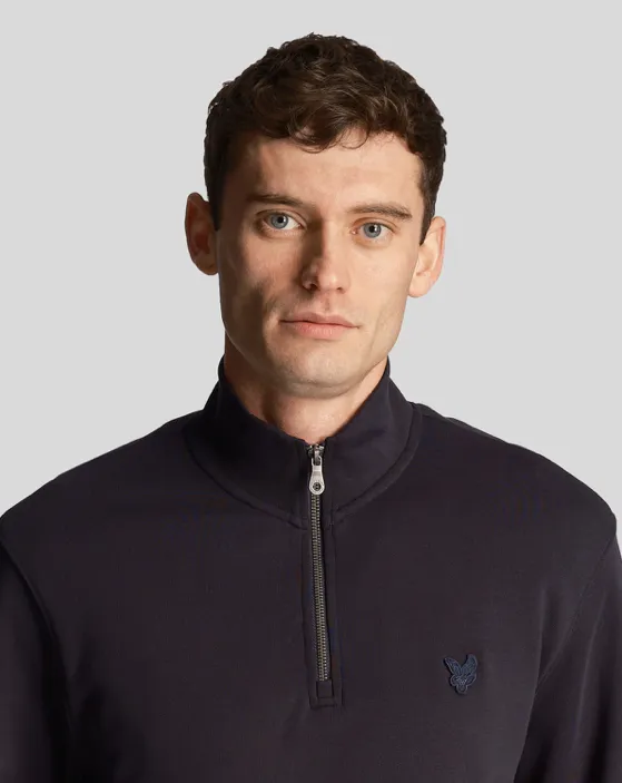 Lyle & Scott Tonal 1/4 Zip Sweat Shirt/Navy - New S24