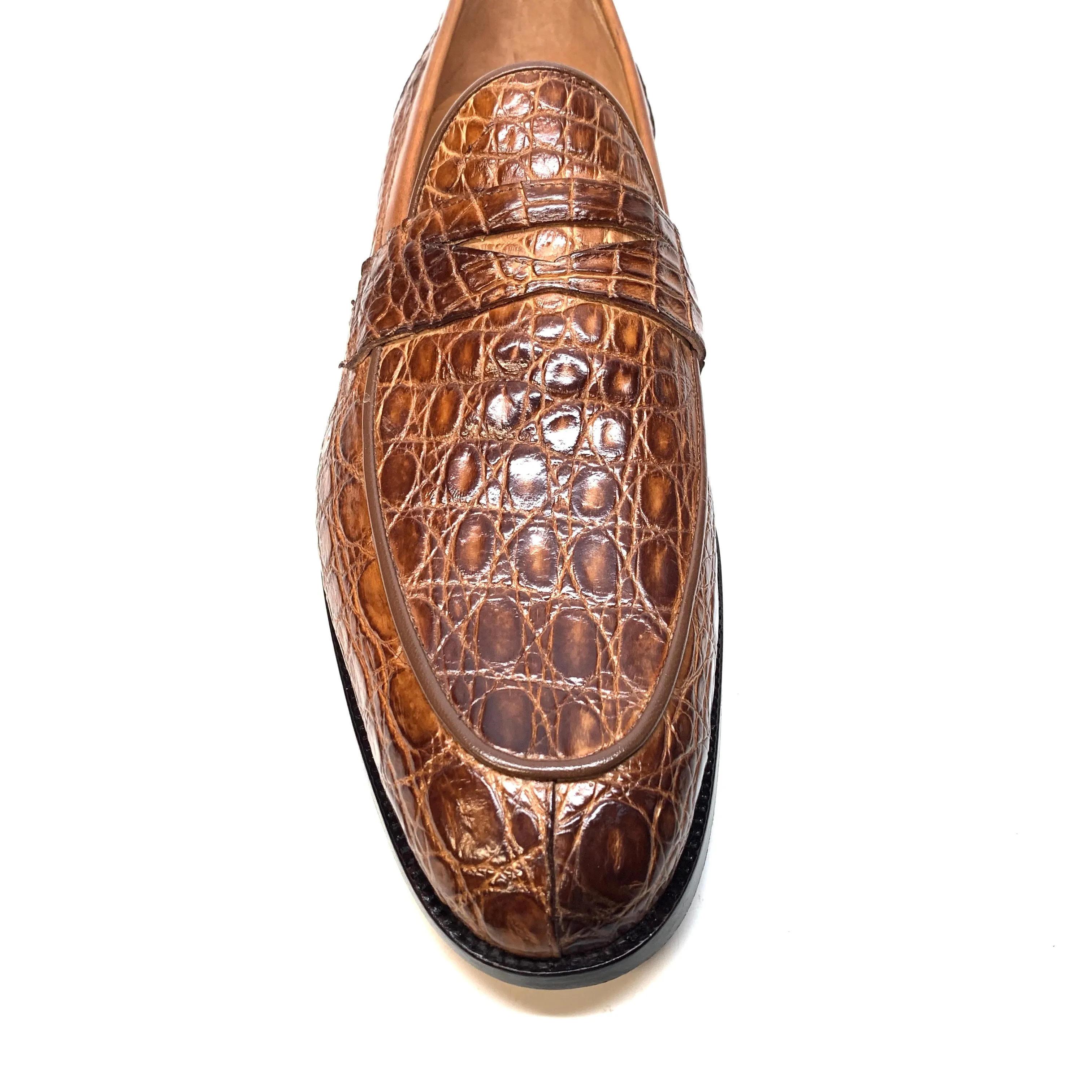 Mauri 4862 Brown Alligator Belly Penny Loafers