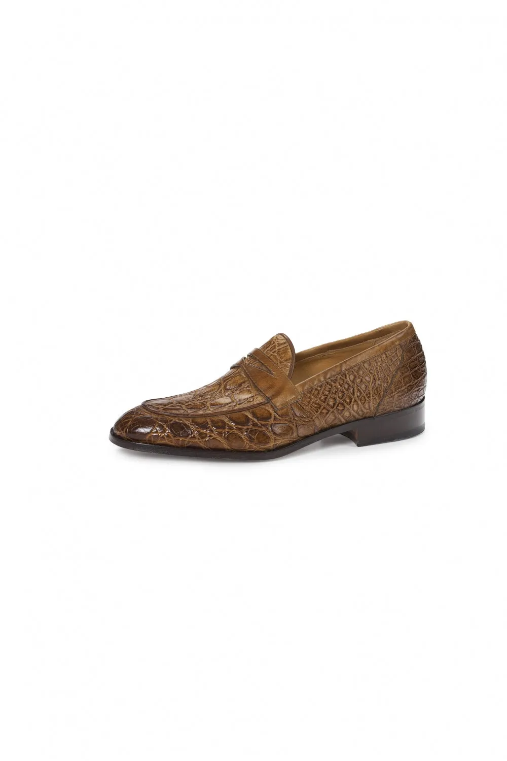 Mauri 4862 Brown Alligator Belly Penny Loafers