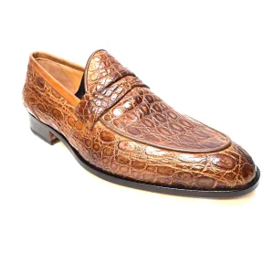 Mauri 4862 Brown Alligator Belly Penny Loafers