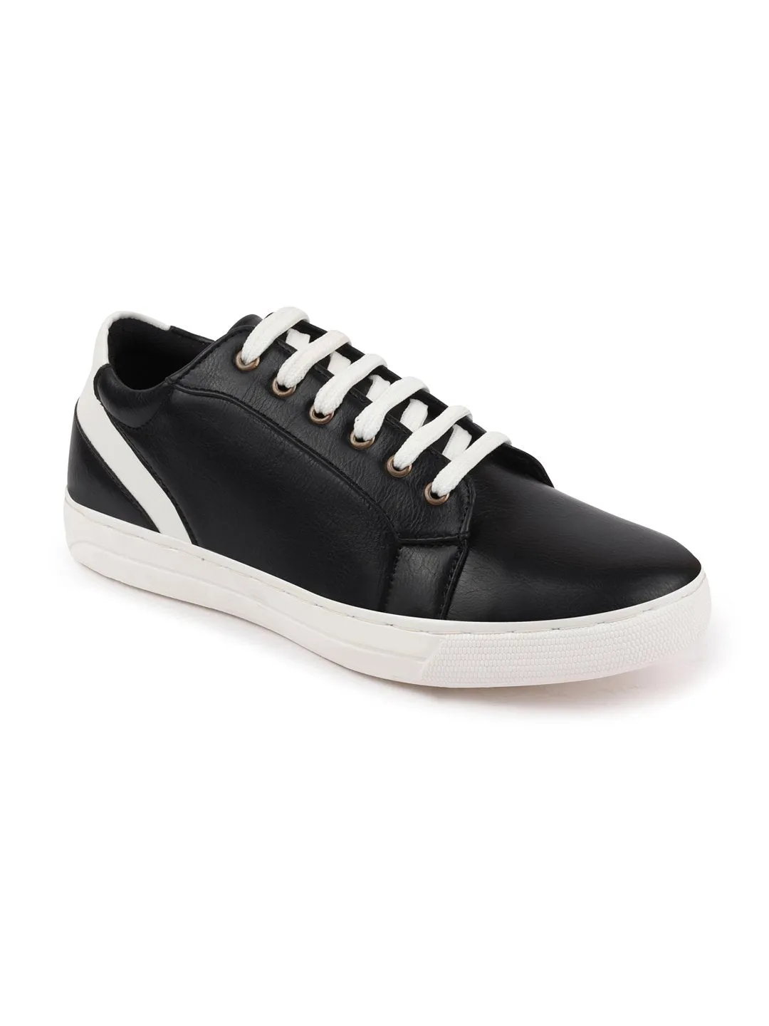 Men Black Stylish Lace Up Sneakers