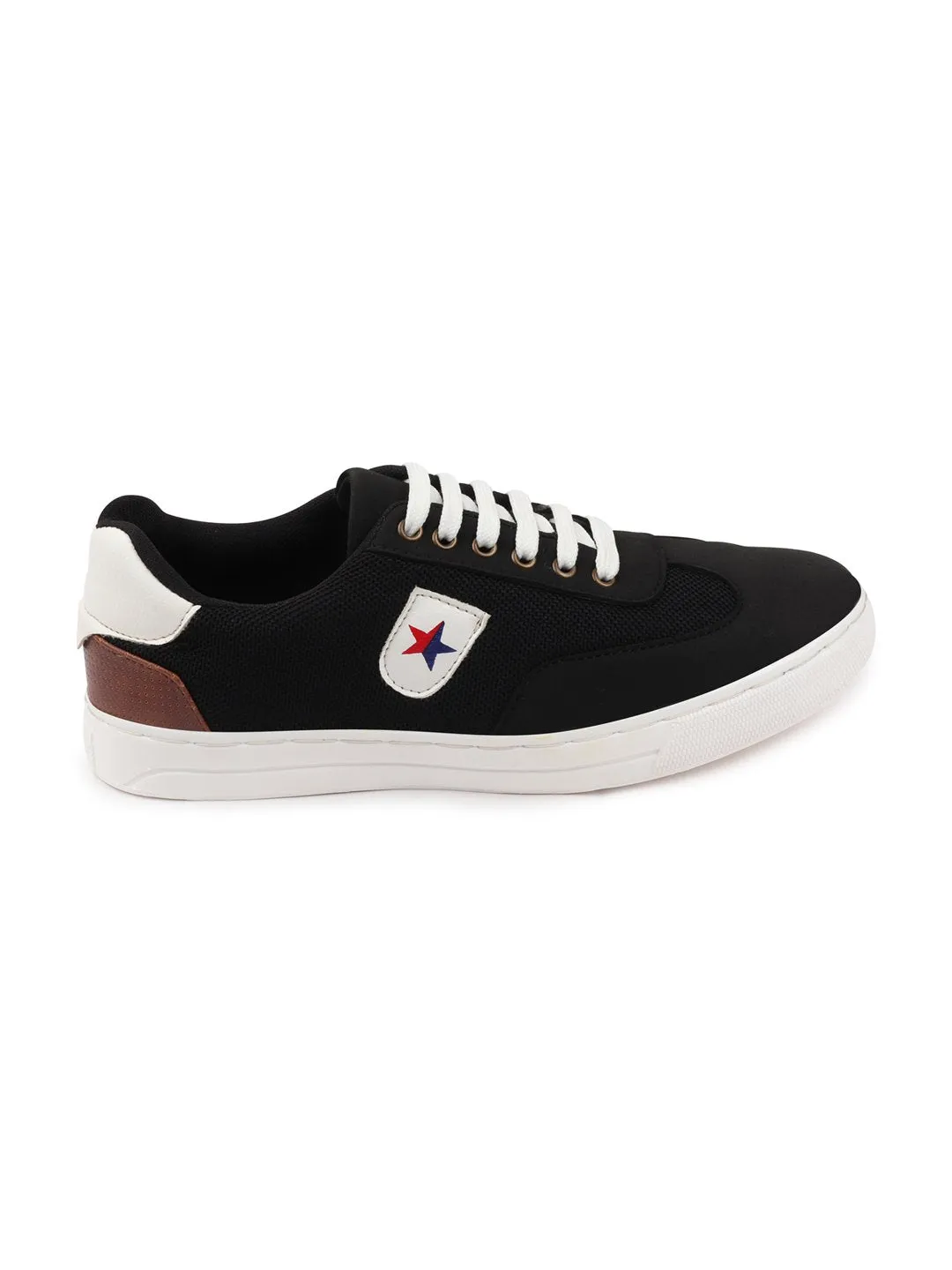 Men Black Trendy Lace Up Colorblocked Sneakers