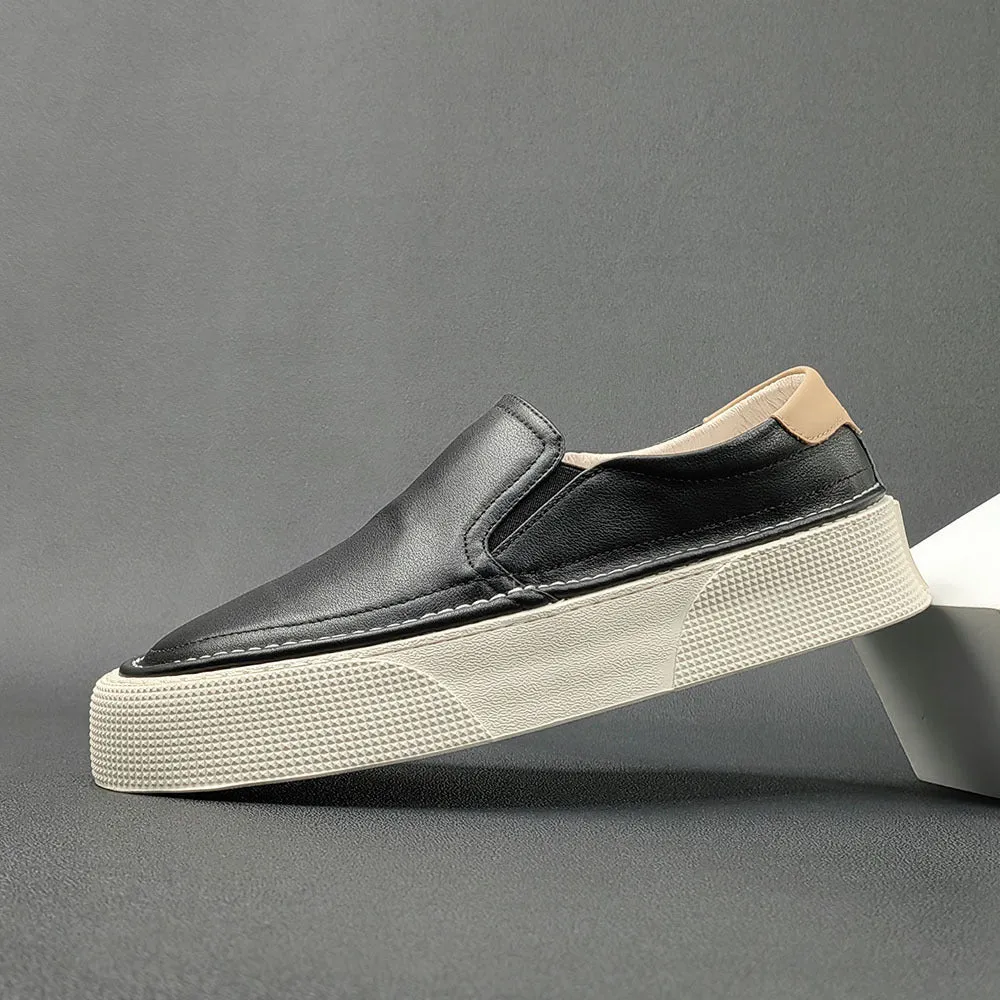 Men Minimalist Leather Flat Casual Loafers