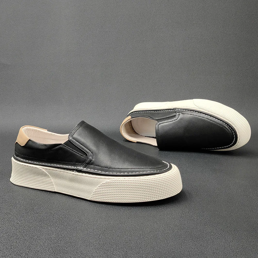 Men Minimalist Leather Flat Casual Loafers