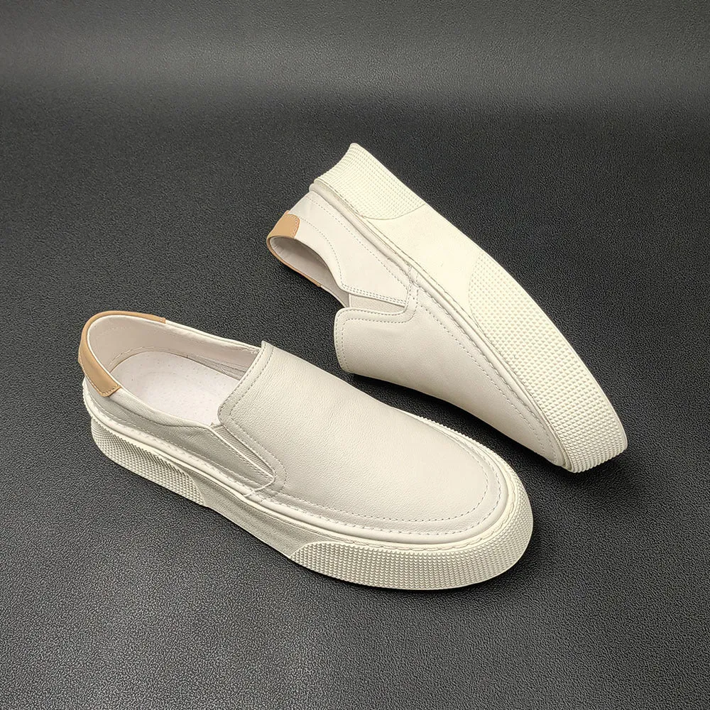 Men Minimalist Leather Flat Casual Loafers