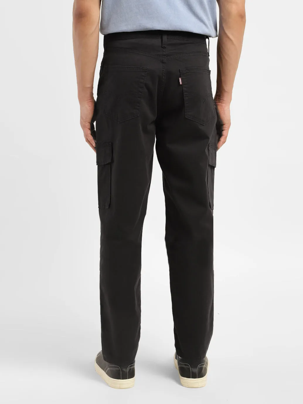 Men's Black Loose Fit Cargo Trousers