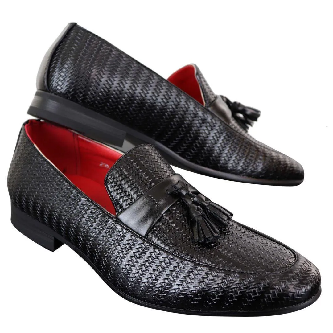 Mens Classic Vintage Tassel PU Leather Driving Shoes Loafers Smart Casual