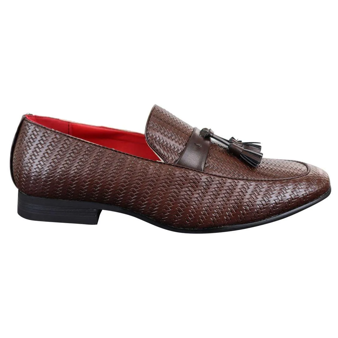 Mens Classic Vintage Tassel PU Leather Driving Shoes Loafers Smart Casual