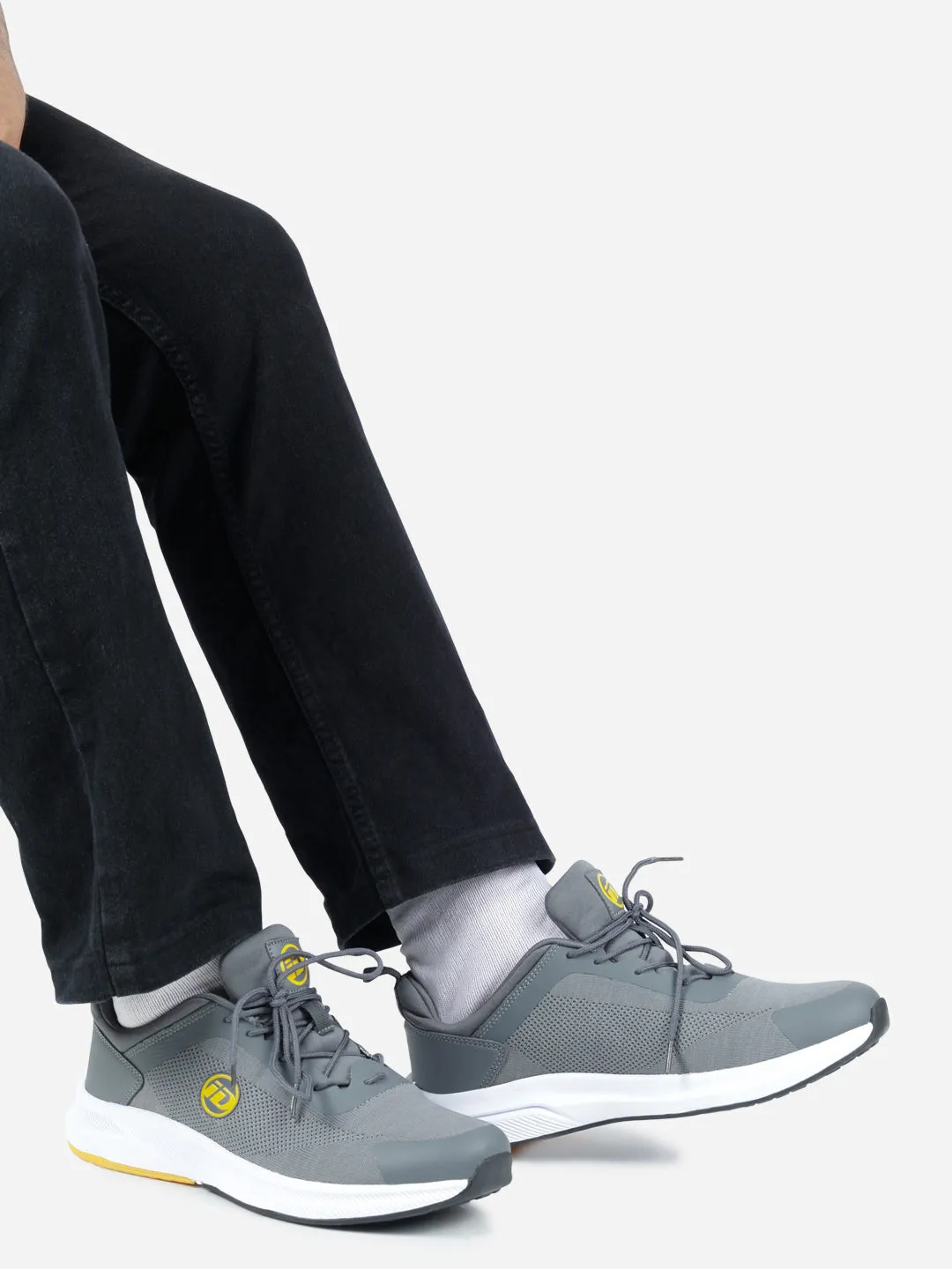 Men's Grey Lace Up Sneaker (ID7519)