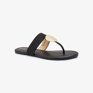 Metallic Brooch Thong Chappal