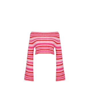 MILO CROP SWEATER PINK STRIPE