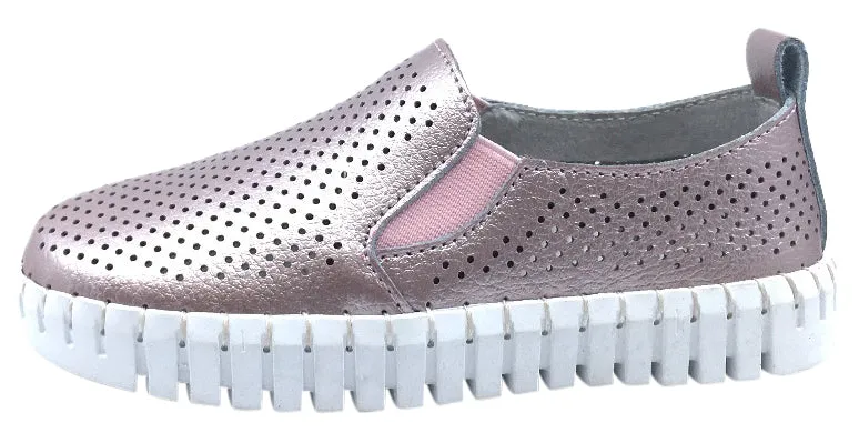 My Brooklyn Girl's Metallic Pink Leather Coney Island Sneaker