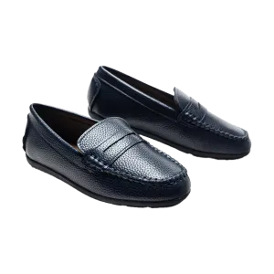 Navy Faux Leather Penny Loafers