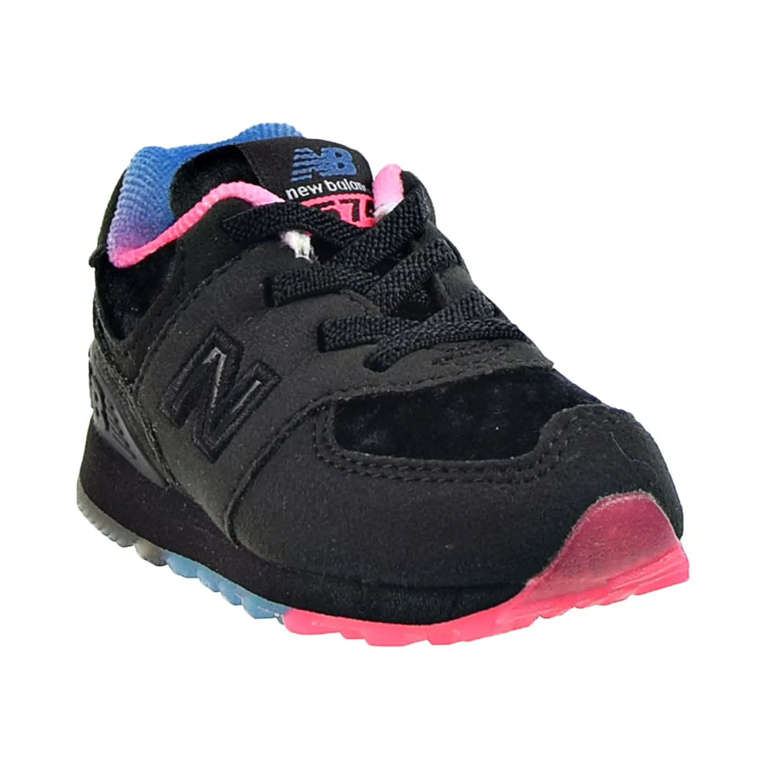 New Balance 574 Toddlers Shoes Black-Pink-Blue