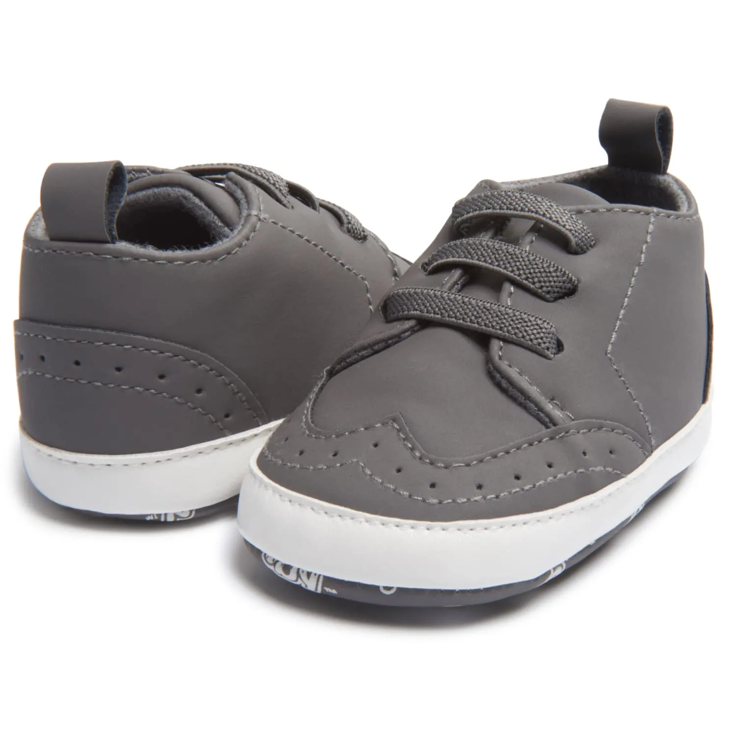 Nuby Baby Boys Faux Leather Wing Tip Sneakers, Soft Non Slip Sole Crib & First Walking Infant Shoes