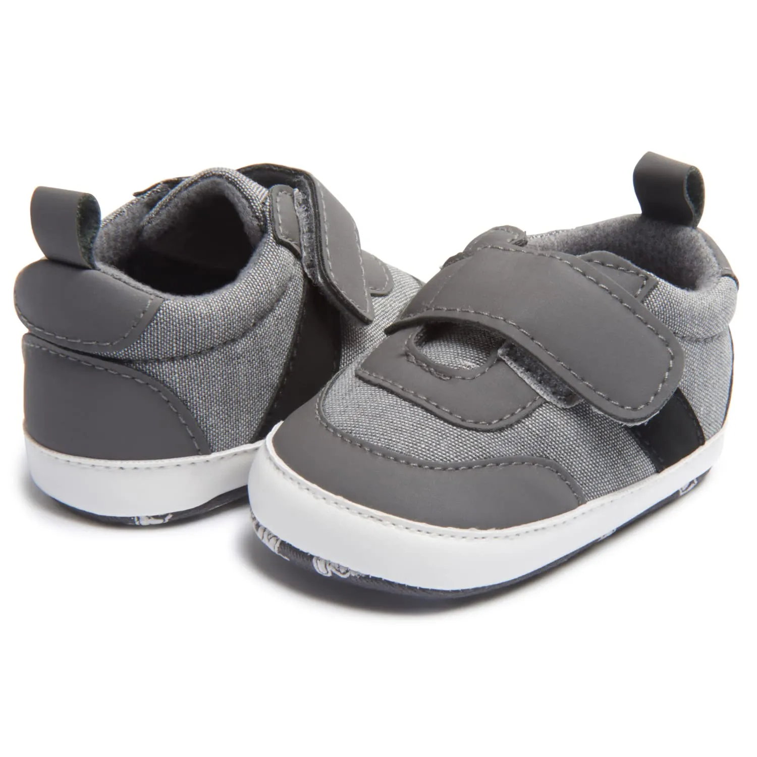 Nuby Baby Boys Hook & Loop Strap Sneakers, Soft Non Slip Sole Crib & First Walking Infant Shoes