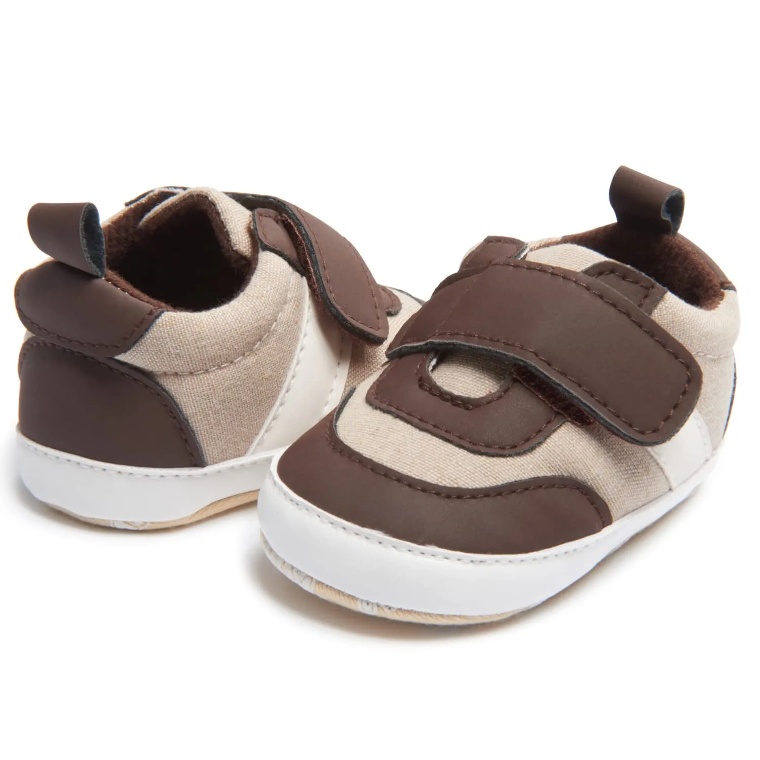 Nuby Baby Boys Hook & Loop Strap Sneakers, Soft Non Slip Sole Crib & First Walking Infant Shoes