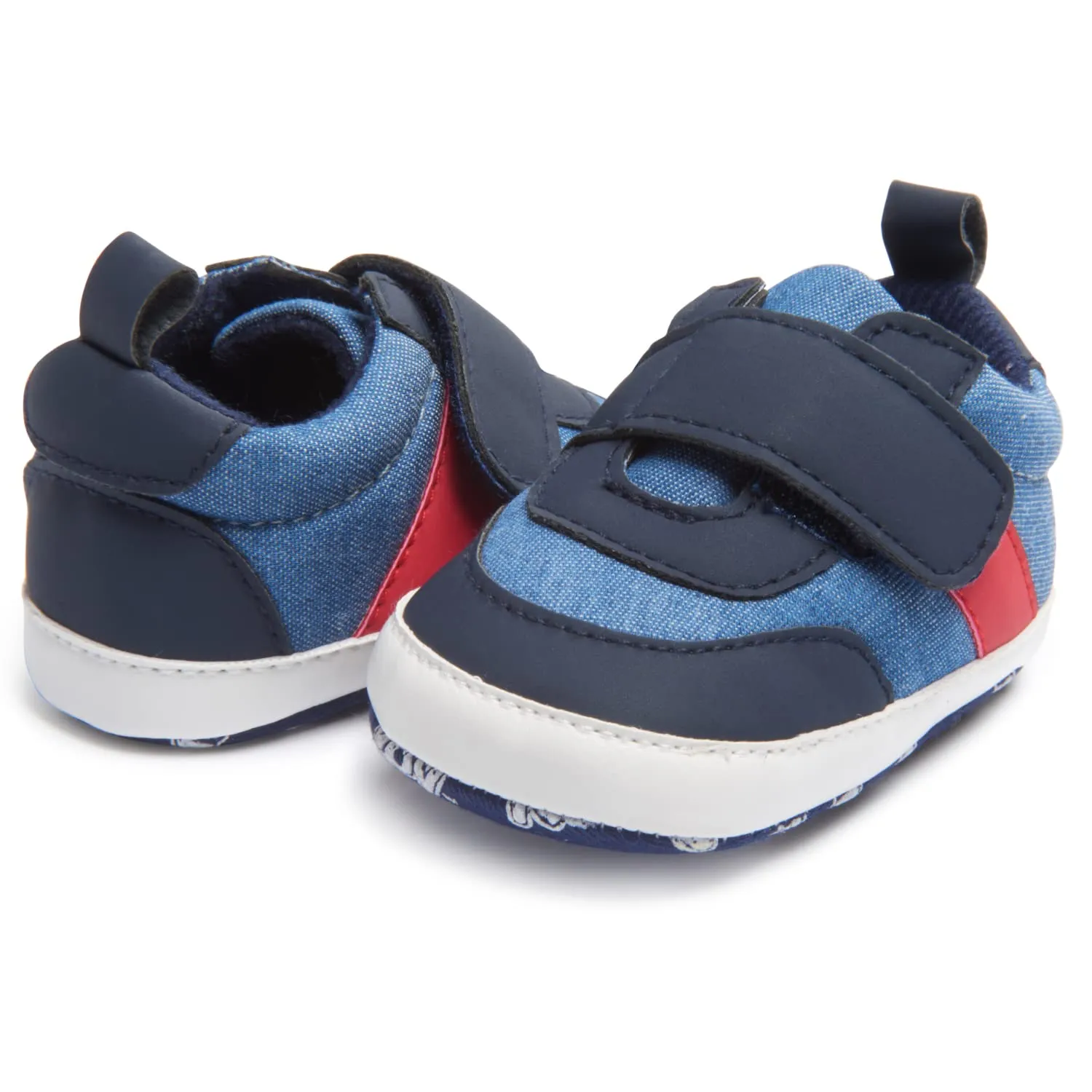 Nuby Baby Boys Hook & Loop Strap Sneakers, Soft Non Slip Sole Crib & First Walking Infant Shoes