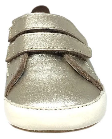 Old Soles 113R Girl's and Boy's Gold Bambini Soft Leather Double Crib Walker Baby Shoes