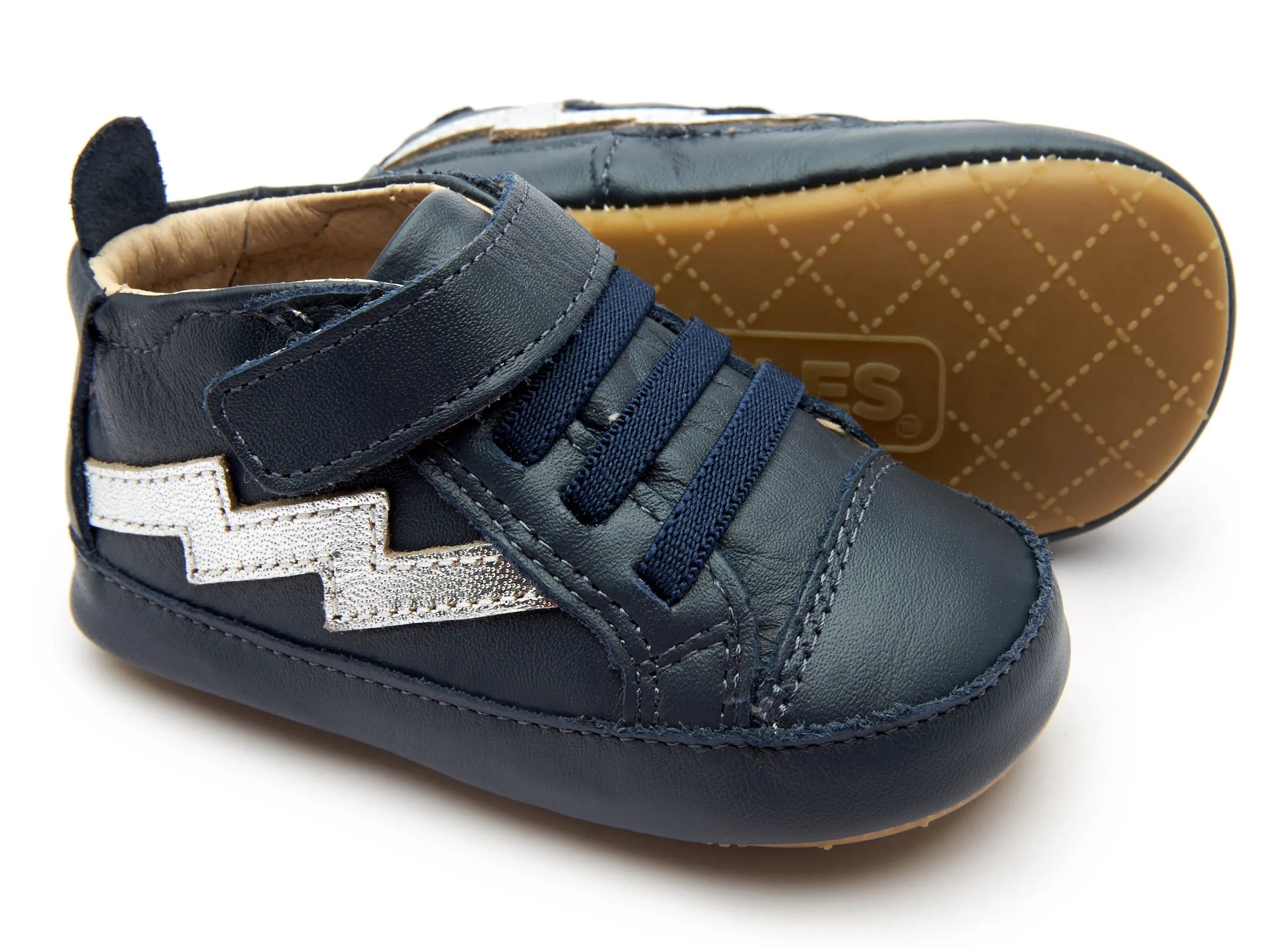 Old Soles Boy's & Girl's 0052R Bolted Baby Sneakers - Navy/Silver