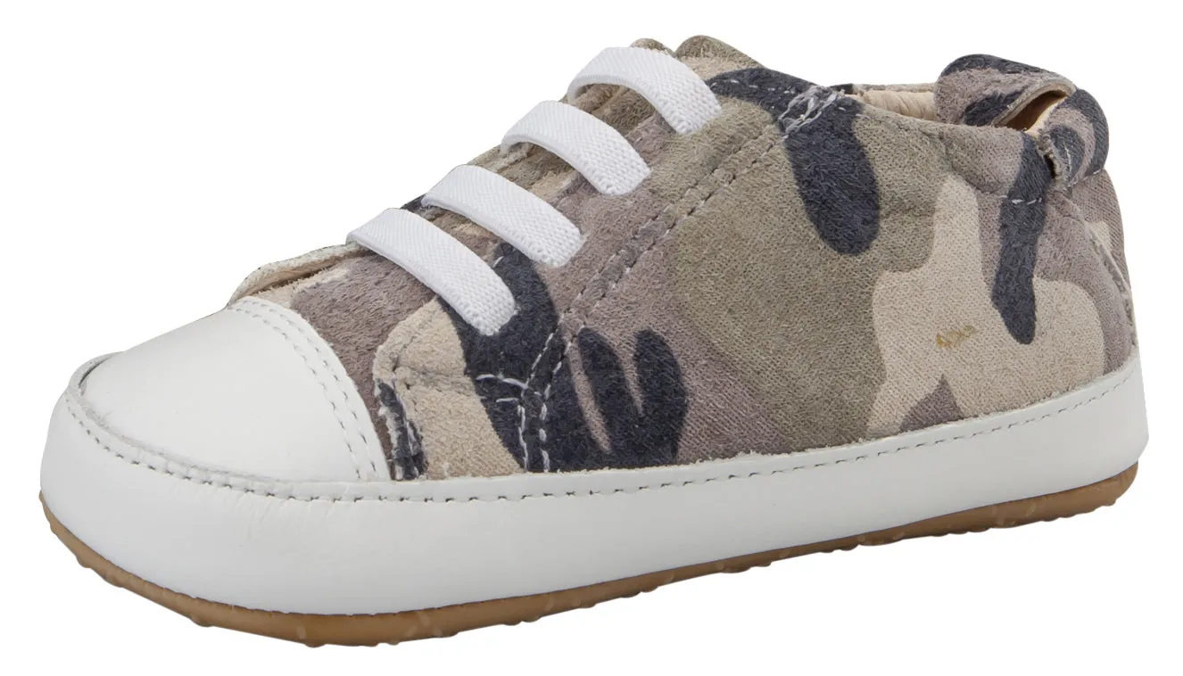 Old Soles Boy's & Girl's 106R Eazy Jogger Leather Slip On Sneakers - Army Camo/Snow