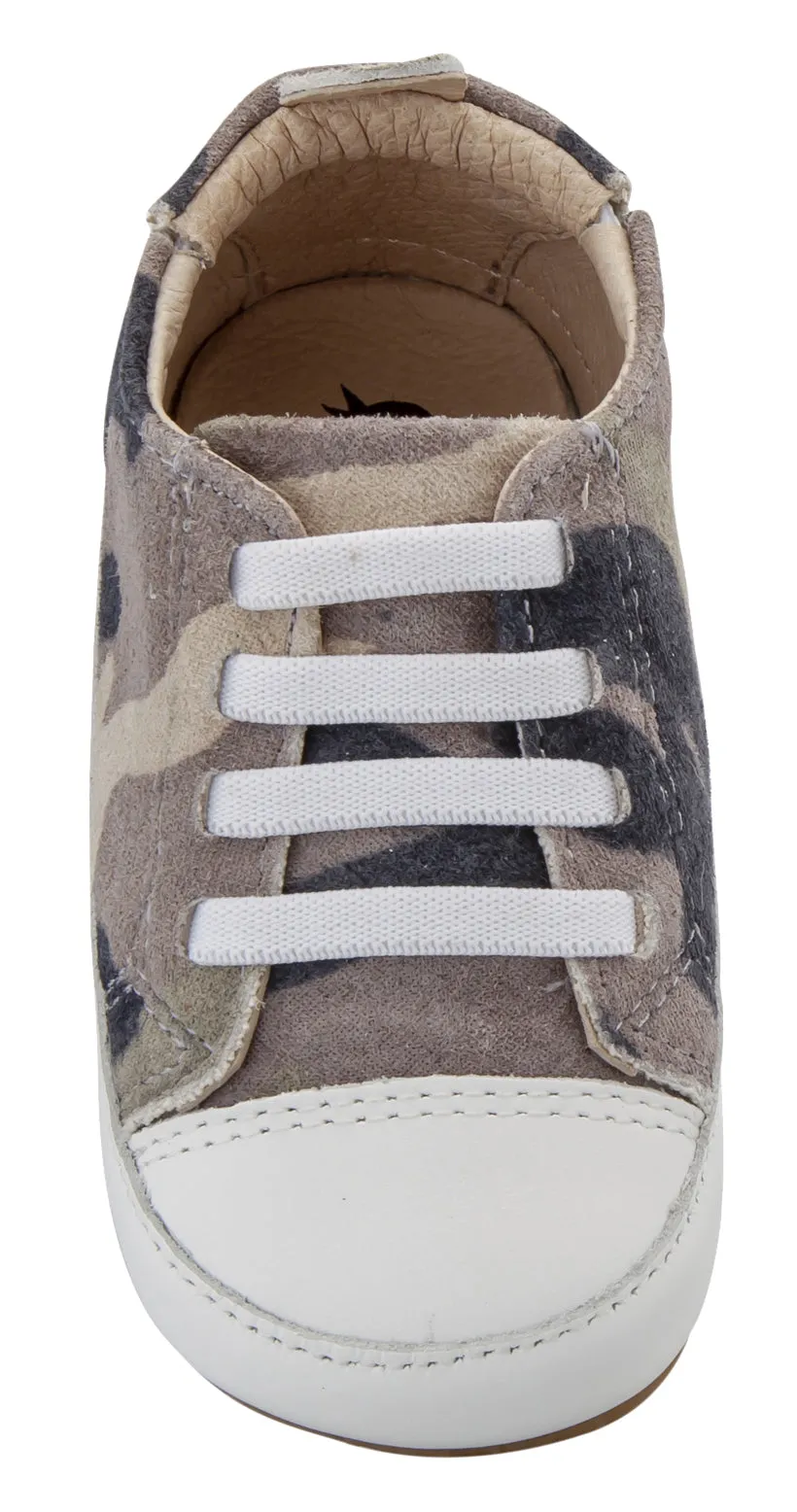 Old Soles Boy's & Girl's 106R Eazy Jogger Leather Slip On Sneakers - Army Camo/Snow