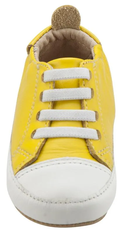 Old Soles Boy's & Girl's 106R Eazy Jogger Vintage Trainer Yellow and White Leather Slip On Sneakers