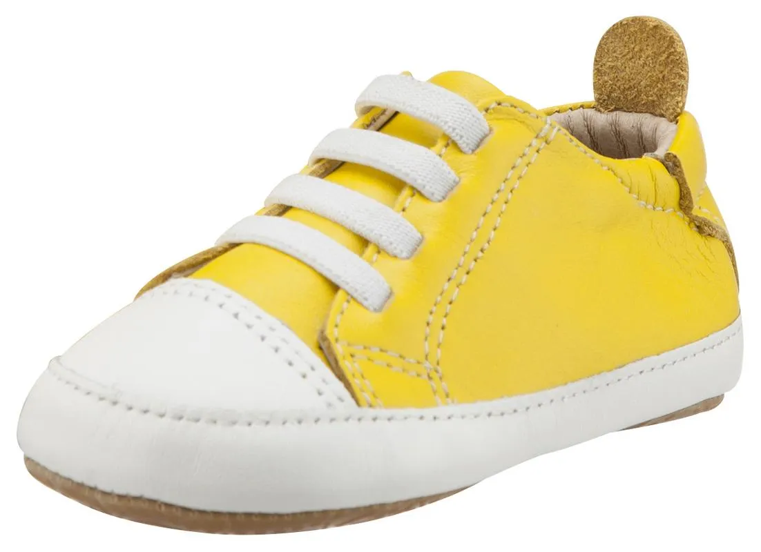 Old Soles Boy's & Girl's 106R Eazy Jogger Vintage Trainer Yellow and White Leather Slip On Sneakers