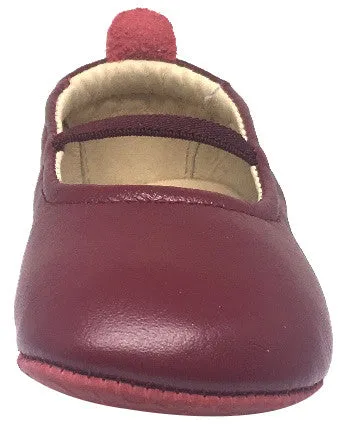 Old Soles Girl's 013 Luxury Ballet Burgundy Leather Elastic Mary Jane Flat Shoe