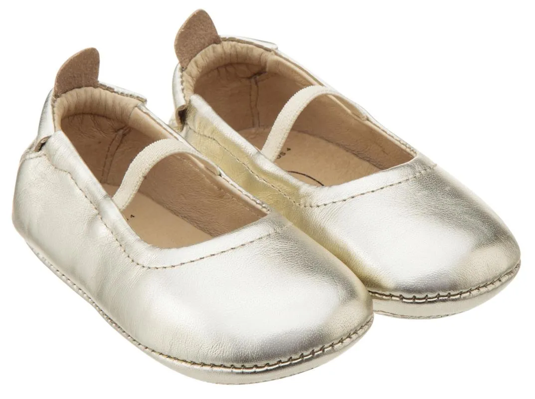 Old Soles Girl's 013 Luxury Ballet Flat Gold Soft Leather Elastic Mary Jane Crib Walker Baby Shoes