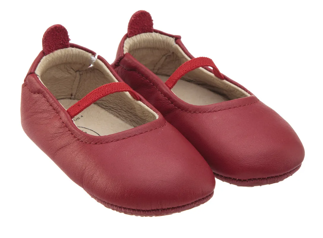 Old Soles Girl's 013 Luxury Ballet Red Leather Elastic Mary Jane Flat Shoe