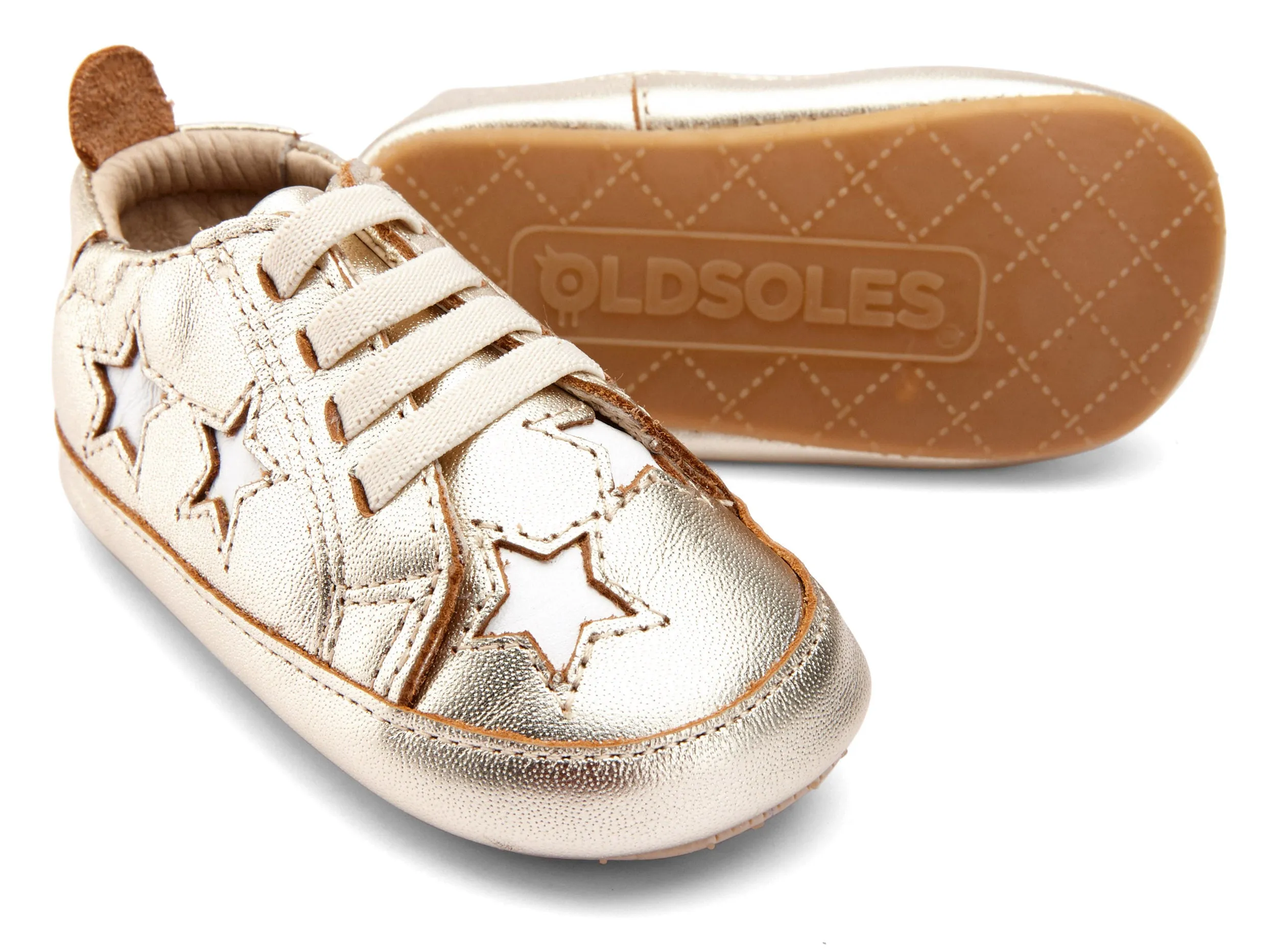 Old Soles Girl's and Boy's 0024R Starey Bambini Elastic Slip On Sneakers - Gold/Snow