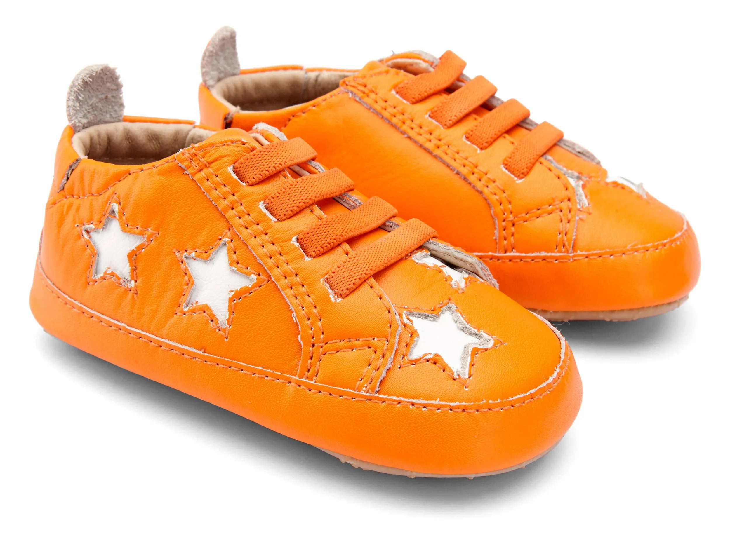 Old Soles Girl's and Boy's 0024R Starey Bambini Elastic Slip On Sneakers - Neon Orange/Snow