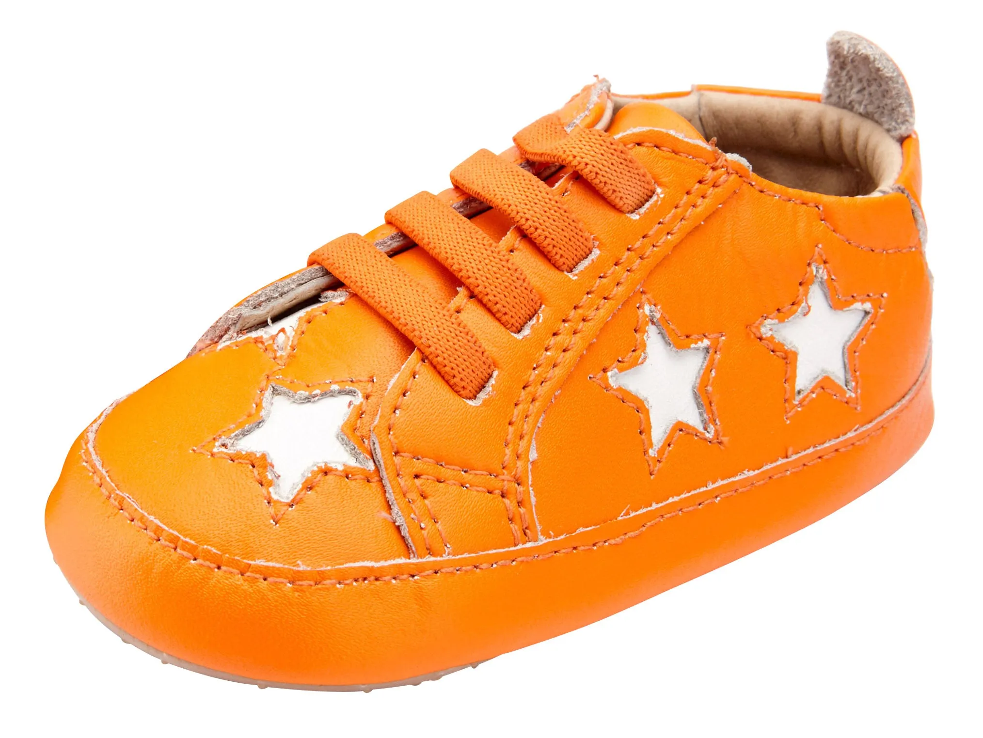 Old Soles Girl's and Boy's 0024R Starey Bambini Elastic Slip On Sneakers - Neon Orange/Snow