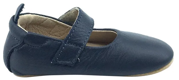 Old Soles Girl's Gabrielle Navy Blue Soft Leather Mary Jane Crib Walker Baby Shoes