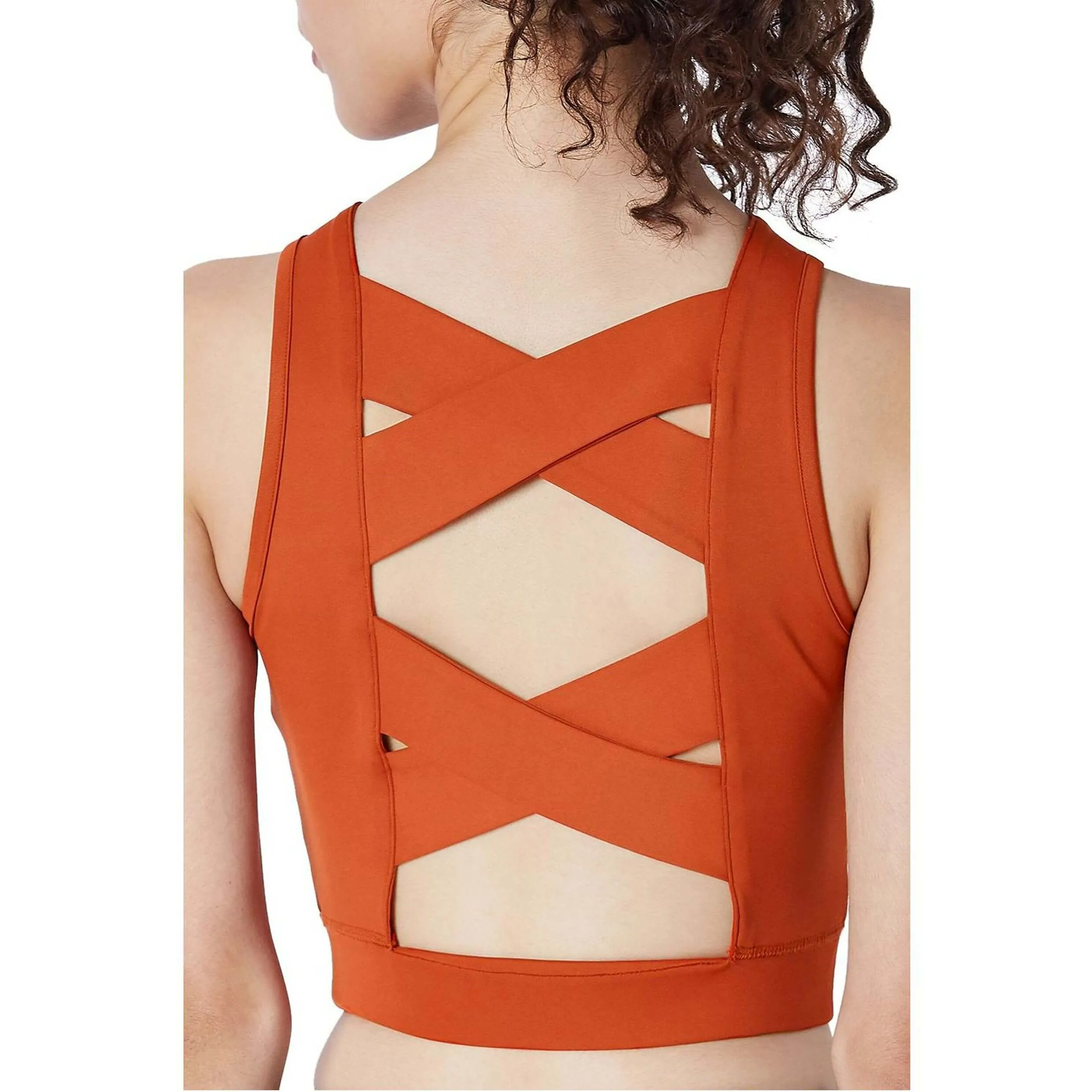 Padded Cross Back Crop Top Arabian Spice