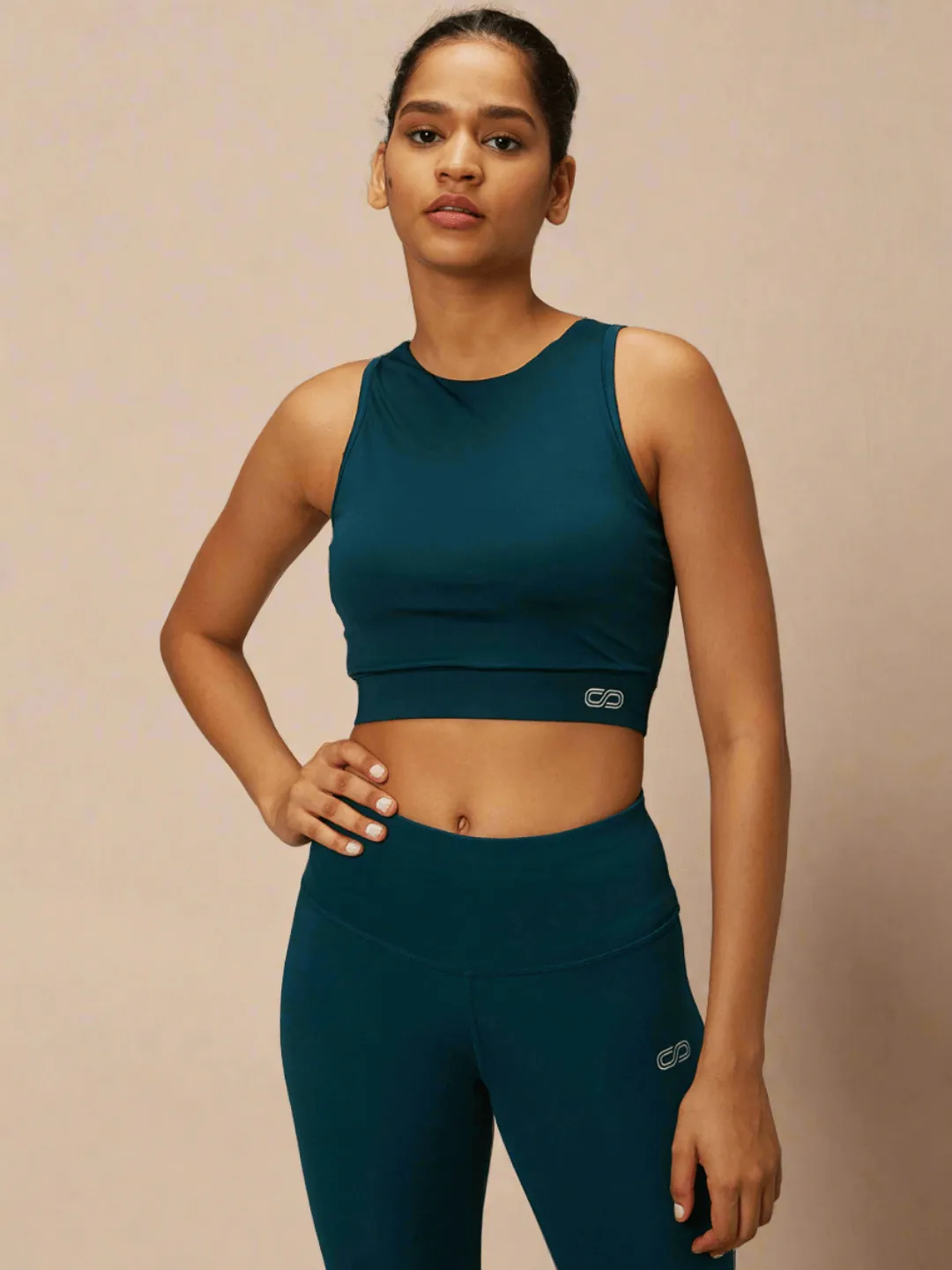 Padded Cross Back Crop Top Teal