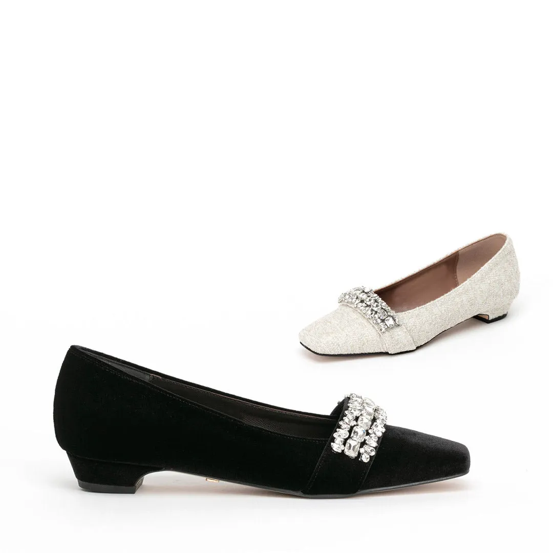 PENEMONE - jeweled fabric pumps