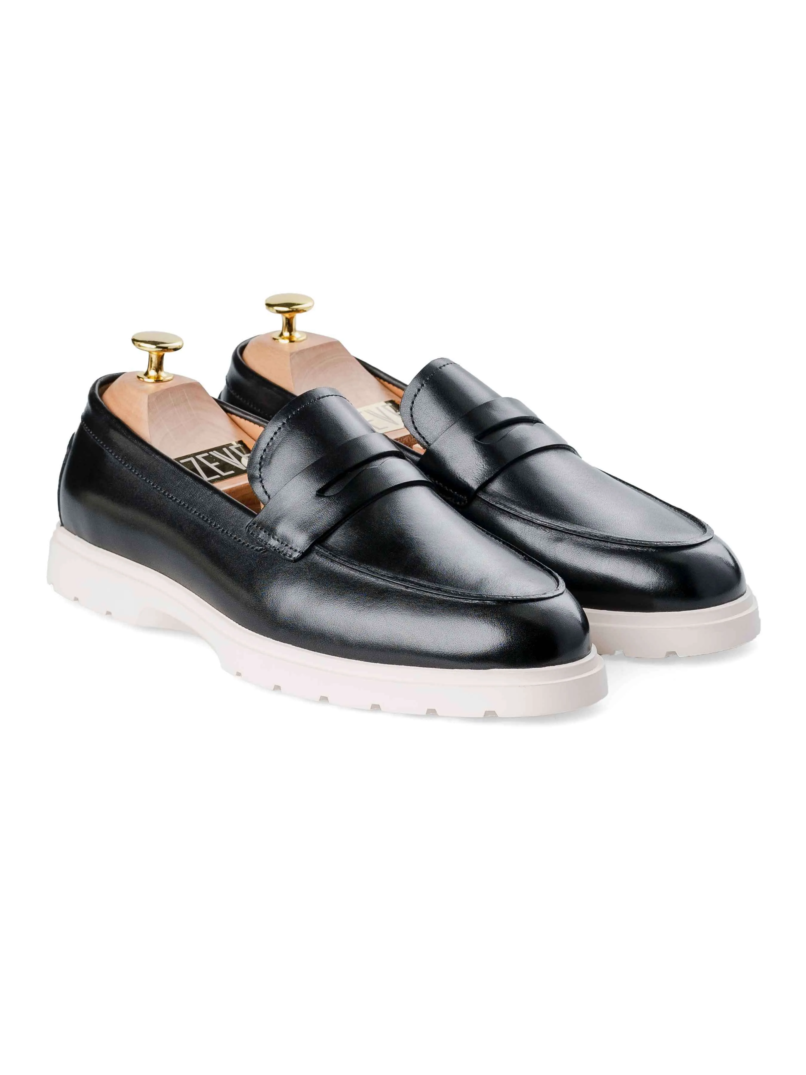 Penny Loafer - Solid Black (Chalk Sole)