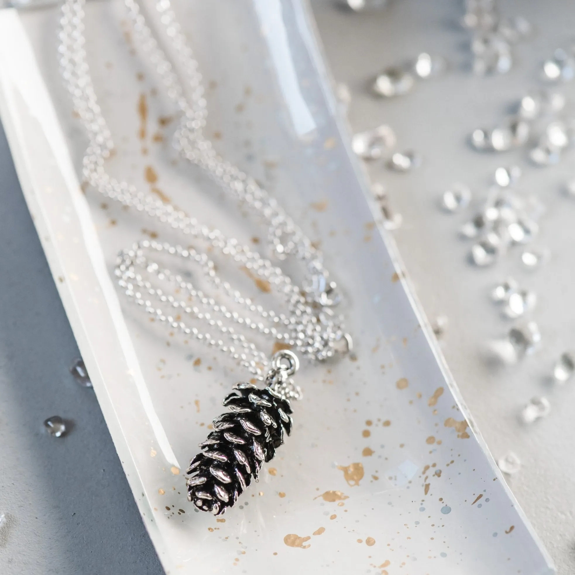 Pinecone Sterling Silver Necklace ~ Large Silver Pinecone Pendant