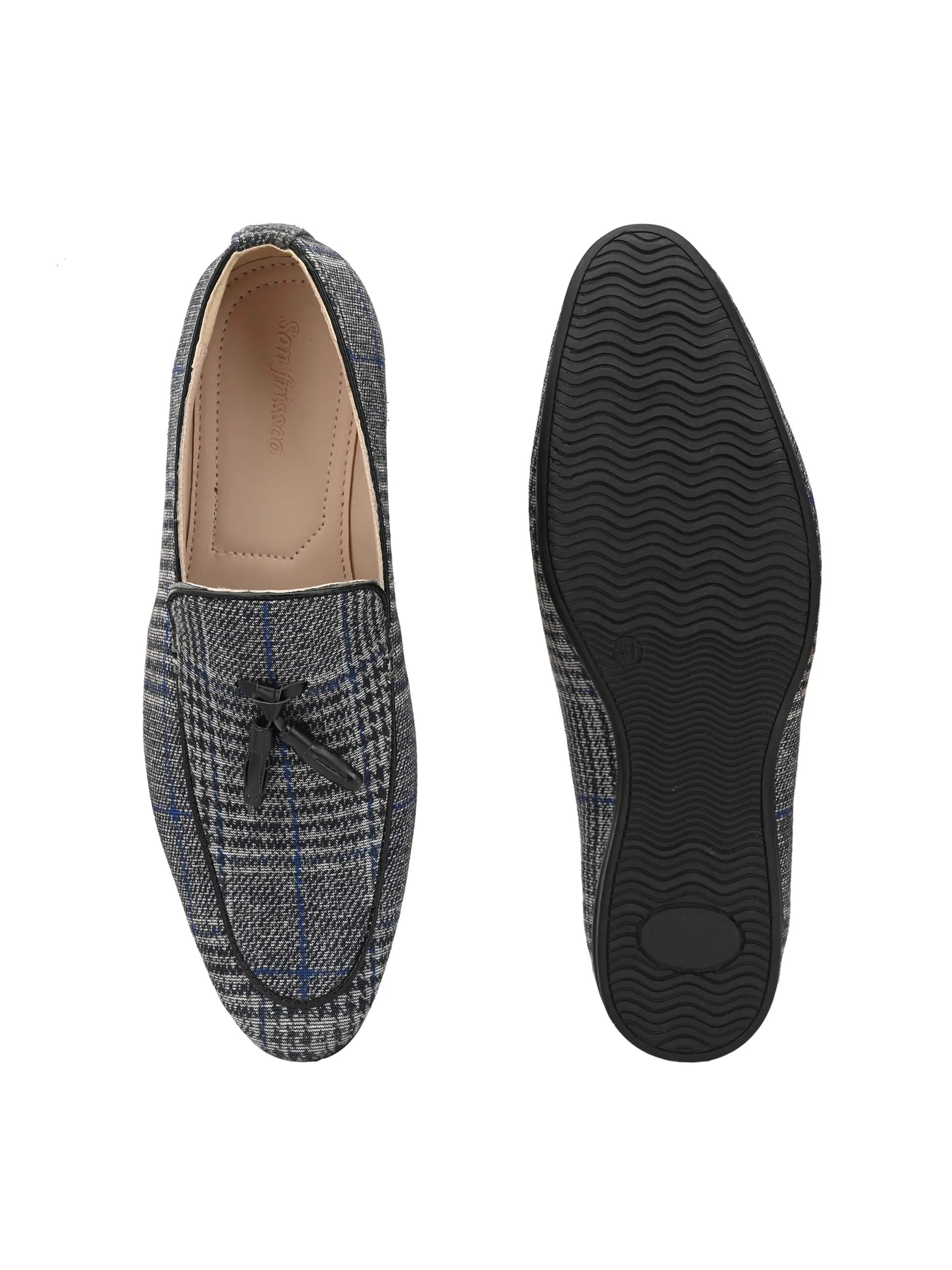 Plaid Tassel Loafers