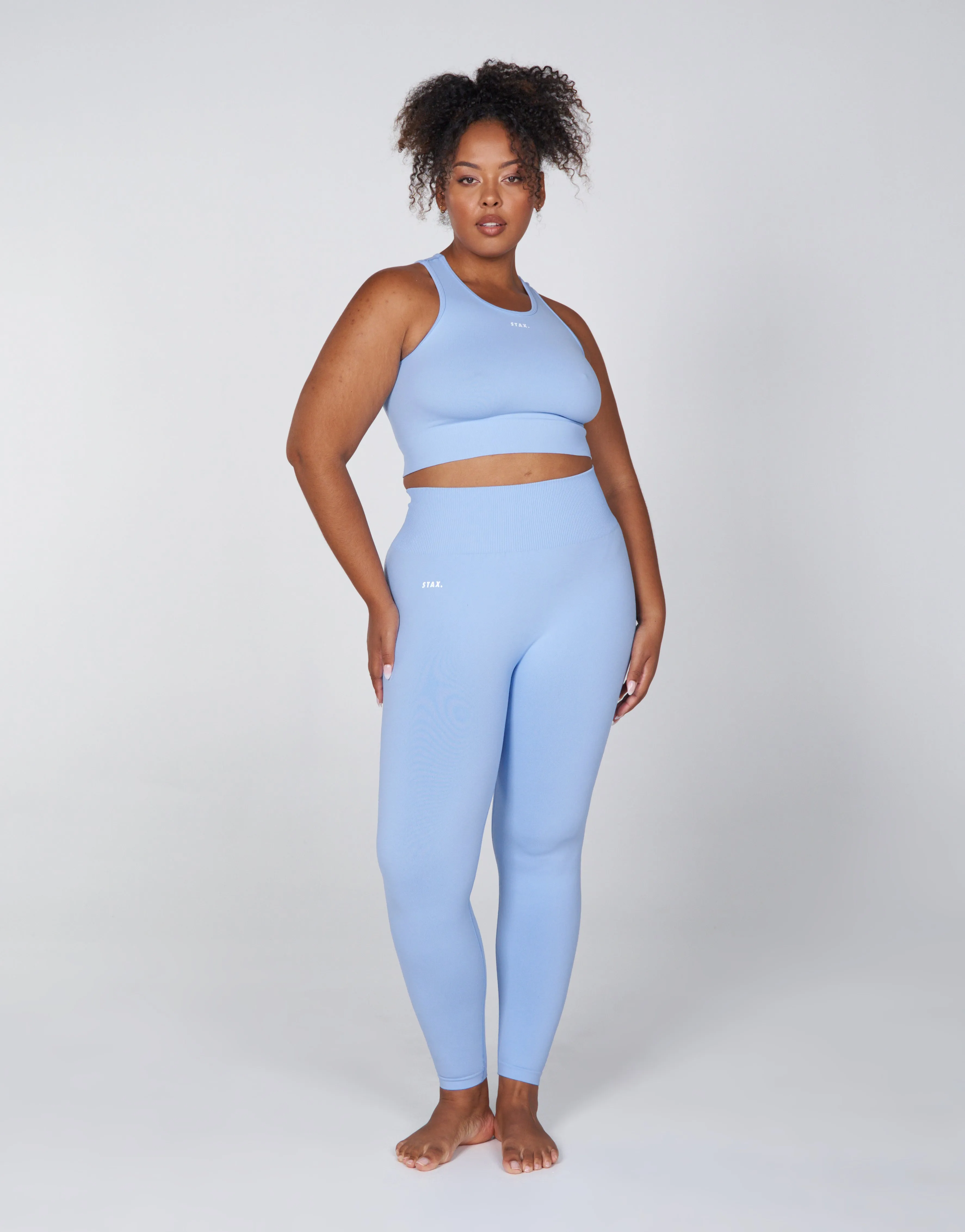 Premium Seamless Favourites Cropped Singlet - Baby Blue