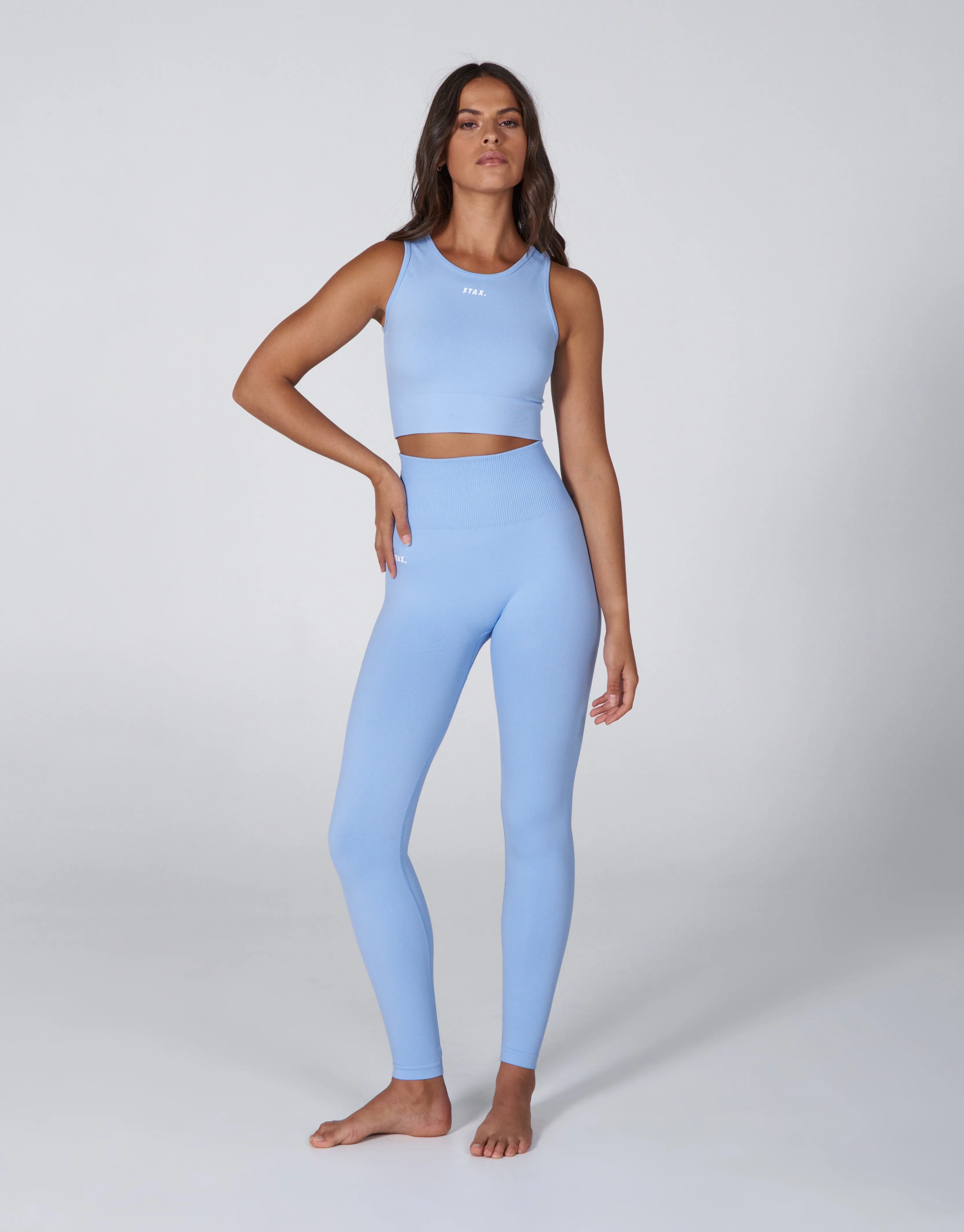 Premium Seamless Favourites Cropped Singlet - Baby Blue