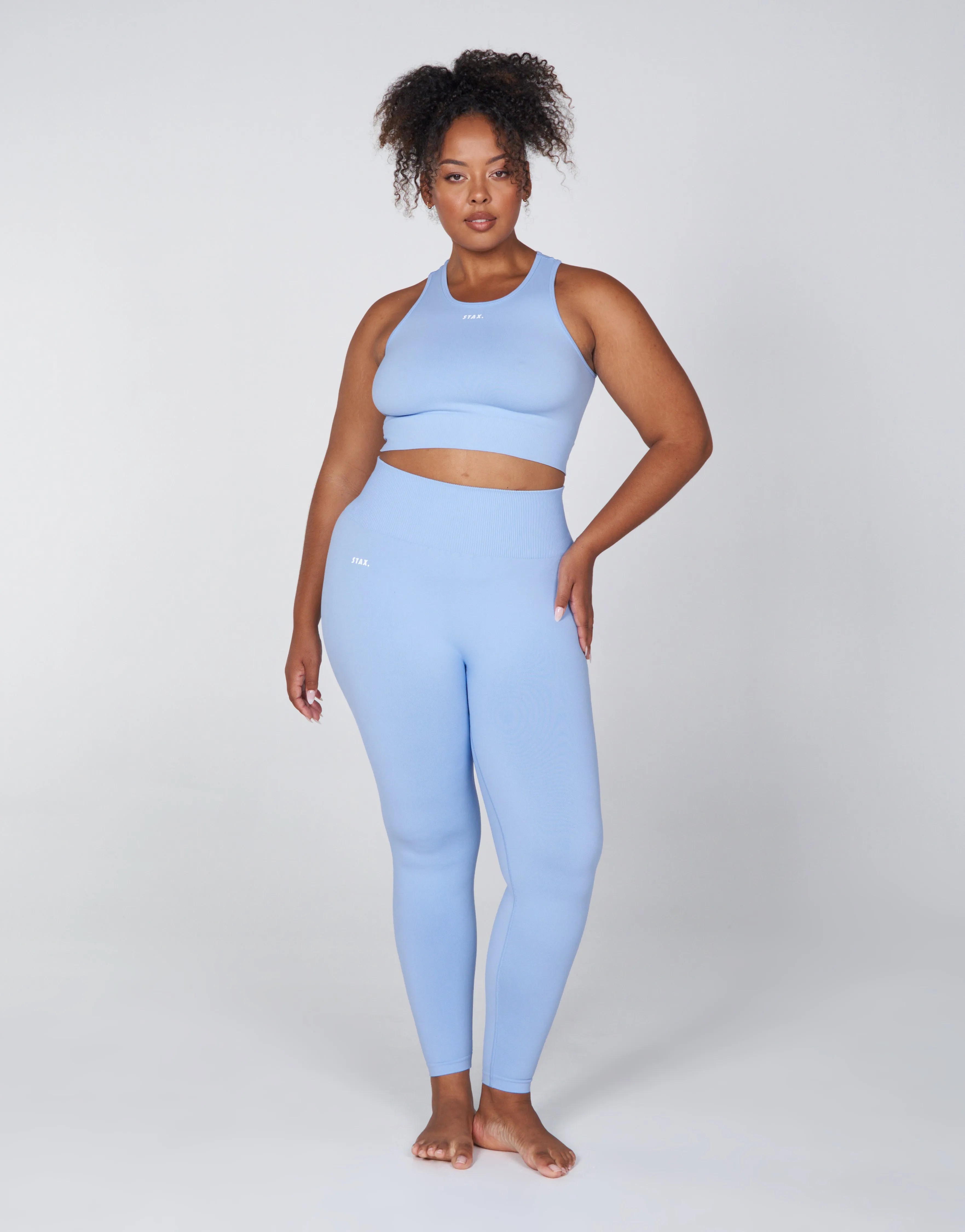 Premium Seamless Favourites Cropped Singlet - Baby Blue