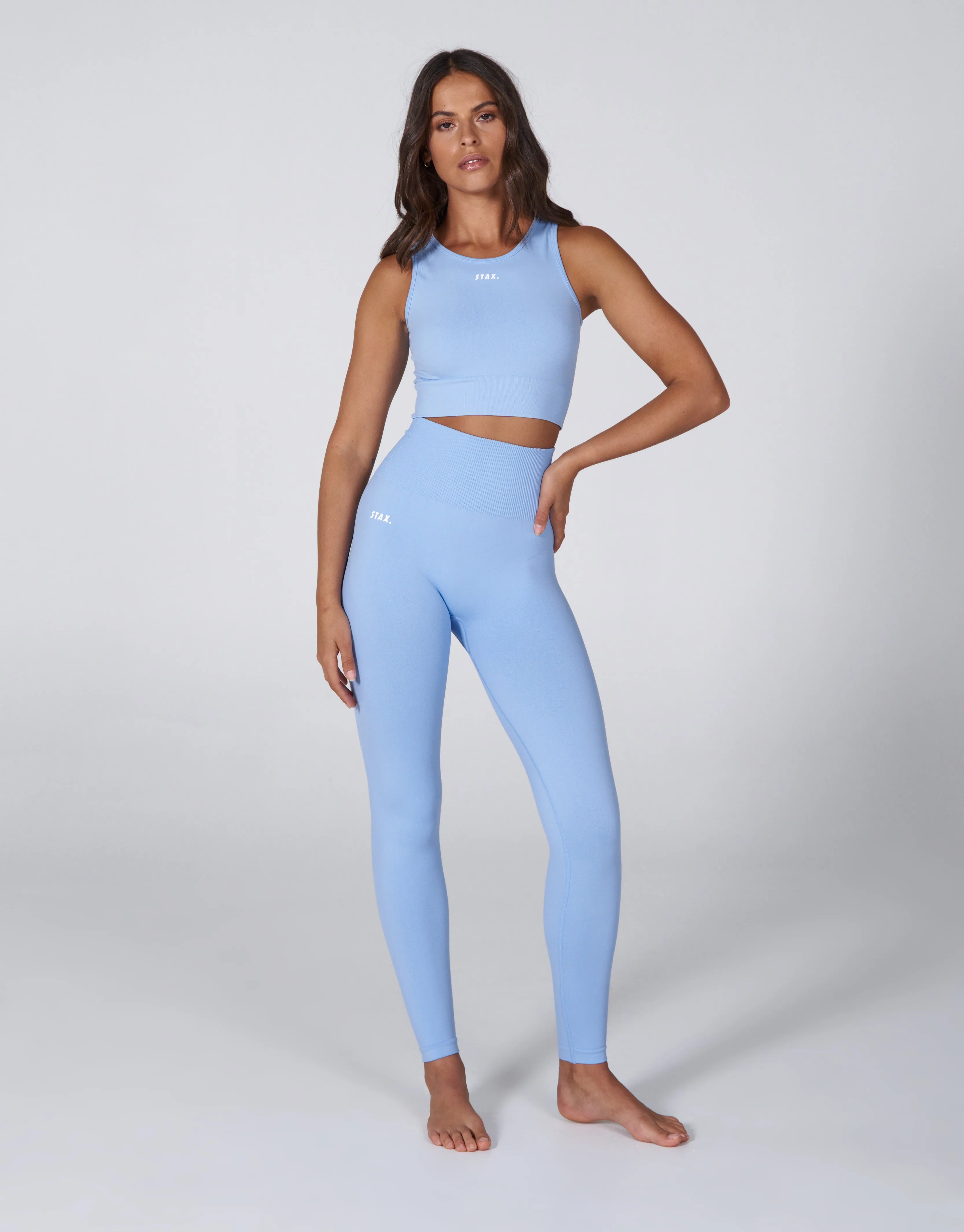 Premium Seamless Favourites Cropped Singlet - Baby Blue